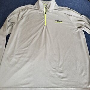 Polo Sport Ralph Lauren Mens XL Gray Neon Quarter Zip ThermoVent Pullover Shirt